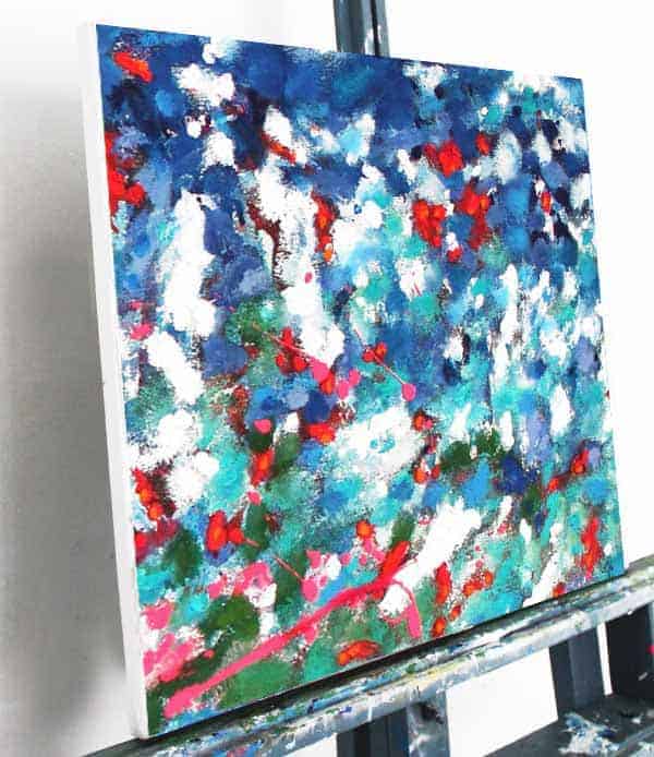 acrylbild im sommer rot blau abstrakt