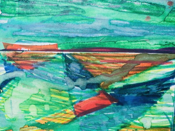 Abstraktes Acrylbild Landschaft mit Rot