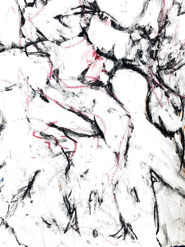Abstraktes Acrylbild schwarz weiße Zeichnung hell