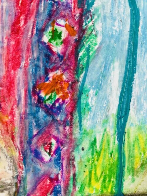 Abstraktes Ölgemälde auf Leinwand farbige Stimmung mit Rosa