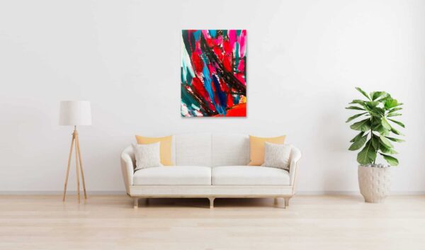 Abstraktes Ölgemälde auf Leinwand farbige Stimmung mit Schwarz und Rot wandbild