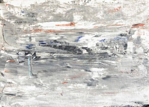 Abstraktes Ölgemälde auf Leinwand weiße Landschaft mit Struktur