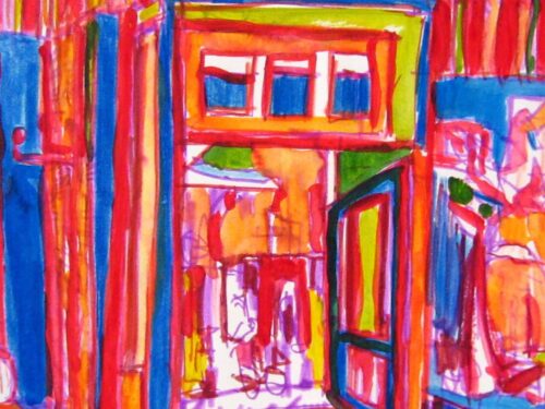 Modernes Kunstbild Acryl auf Leinwand Cafe