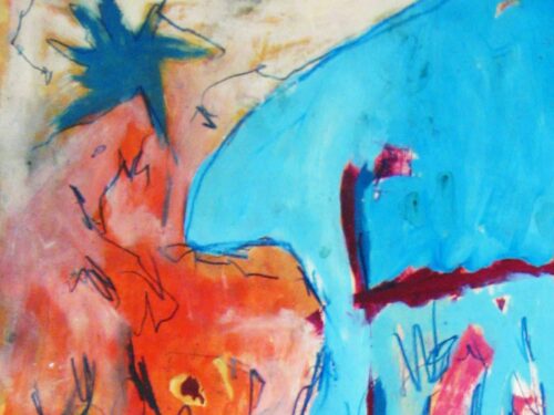 Modernes Kunstbild Acryl auf Leinwand mit Blau