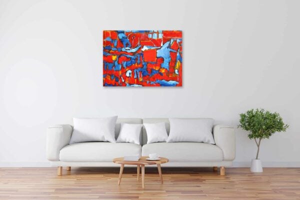 Acryl Gemälde abstrakte rote blaue Flächen bild kaufen