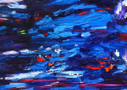 Acryl Gemälde abstraktes Blau im Wasser