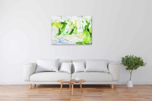Acryl Gemälde abstraktes helles Grün mit Weiß bild kaufen