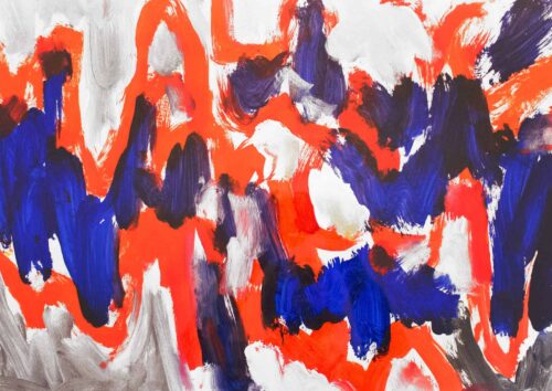 Acryl Gemälde Rot blaue Abstraktion