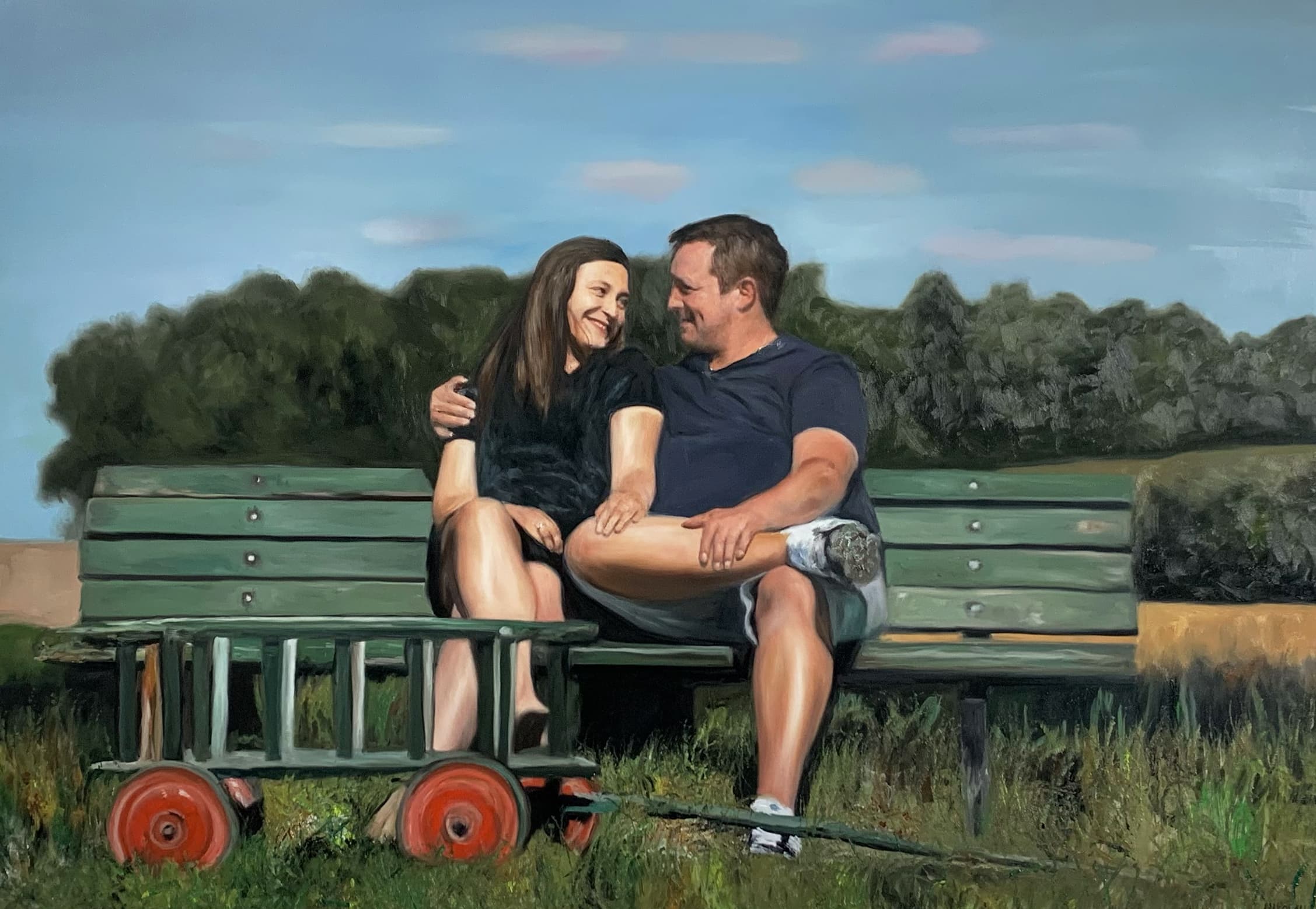 oil painting painting let portrait lovers couple