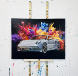 Art restoration after fire in Los Angeles car painting