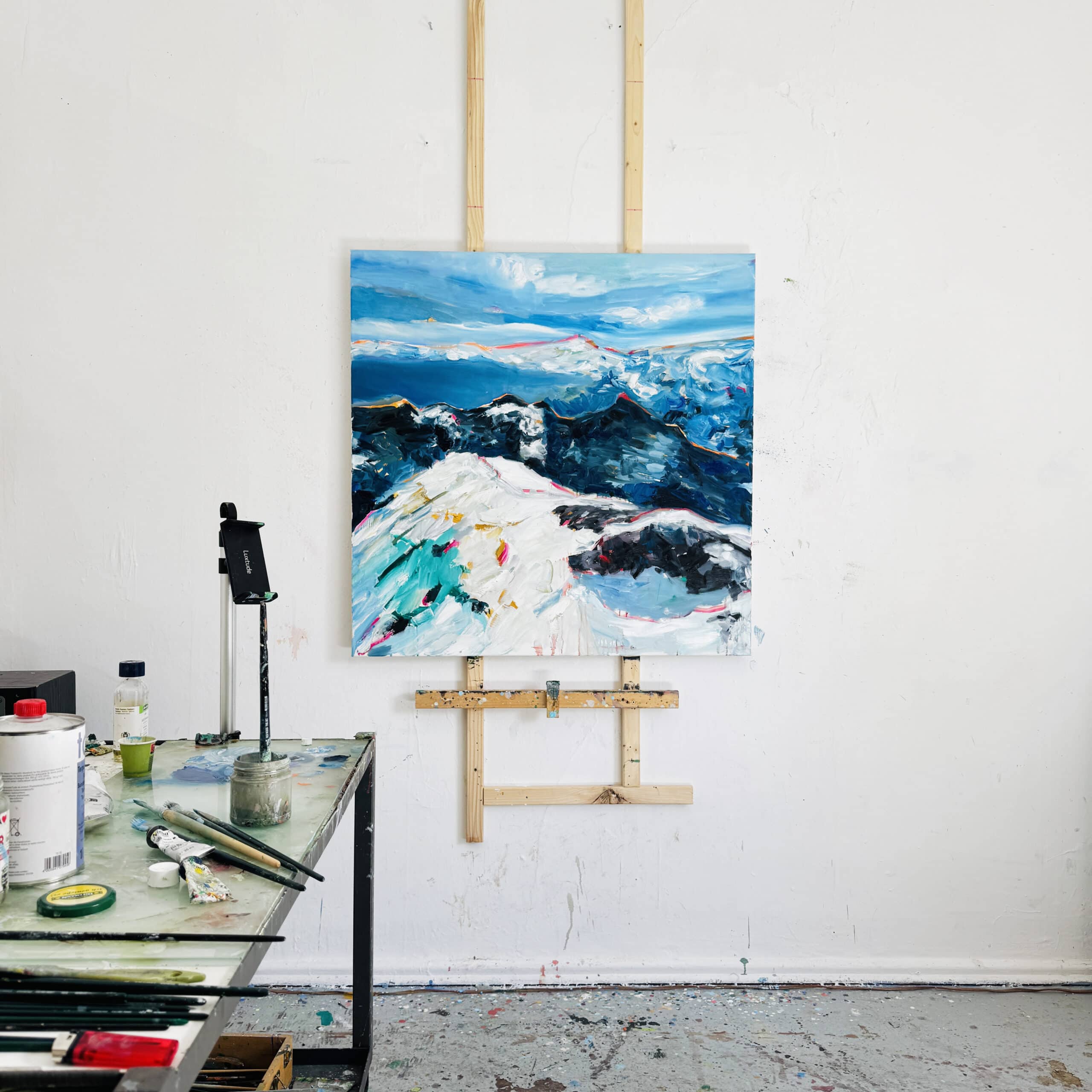 Commissioned Custom Contemporary Artist Painting – Luminous Mountain Landscape with Impasto Brushwork, Subtle Abstract Detail & Refined Fine Art Texture