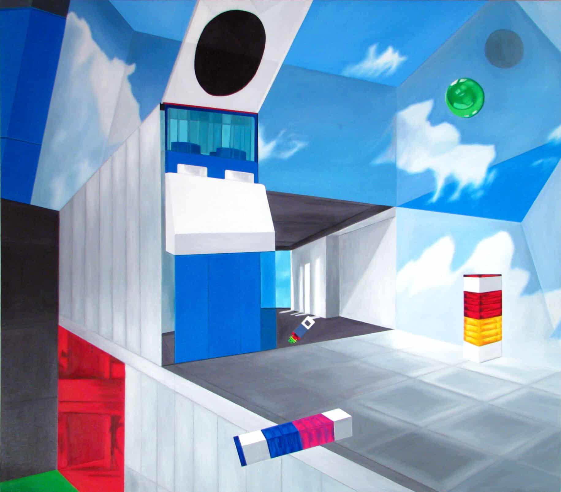 Contemporary Artist Commission – Atmospheric Architectural Night Scene with Subtle Painterly Texture and Fine Art Texture