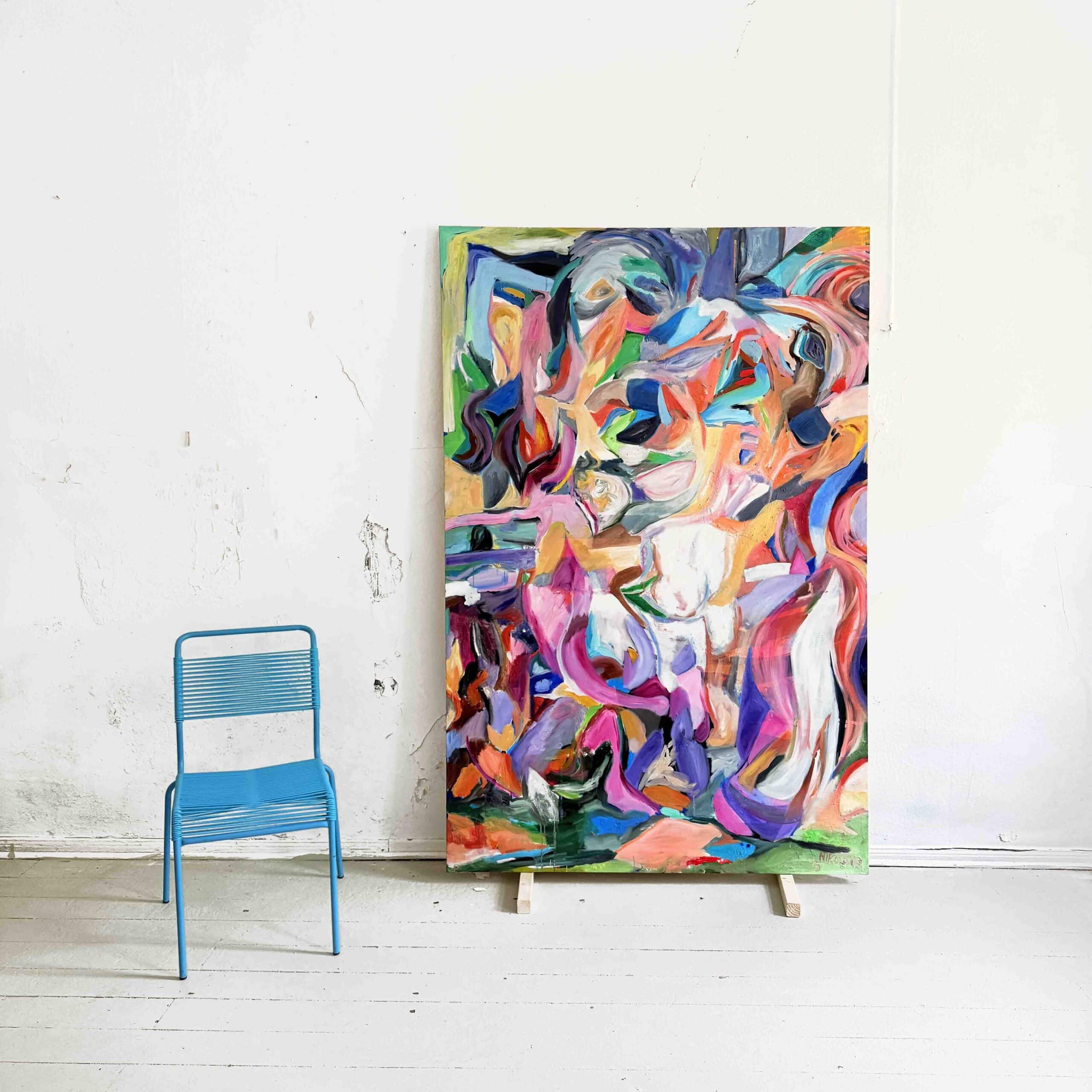 Contemporary Artist Commission – Custom Large-Scale Abstract (Studio Shot) — Bold Painterly Texture, Energetic Brushwork Close-Up & Fine Art Texture