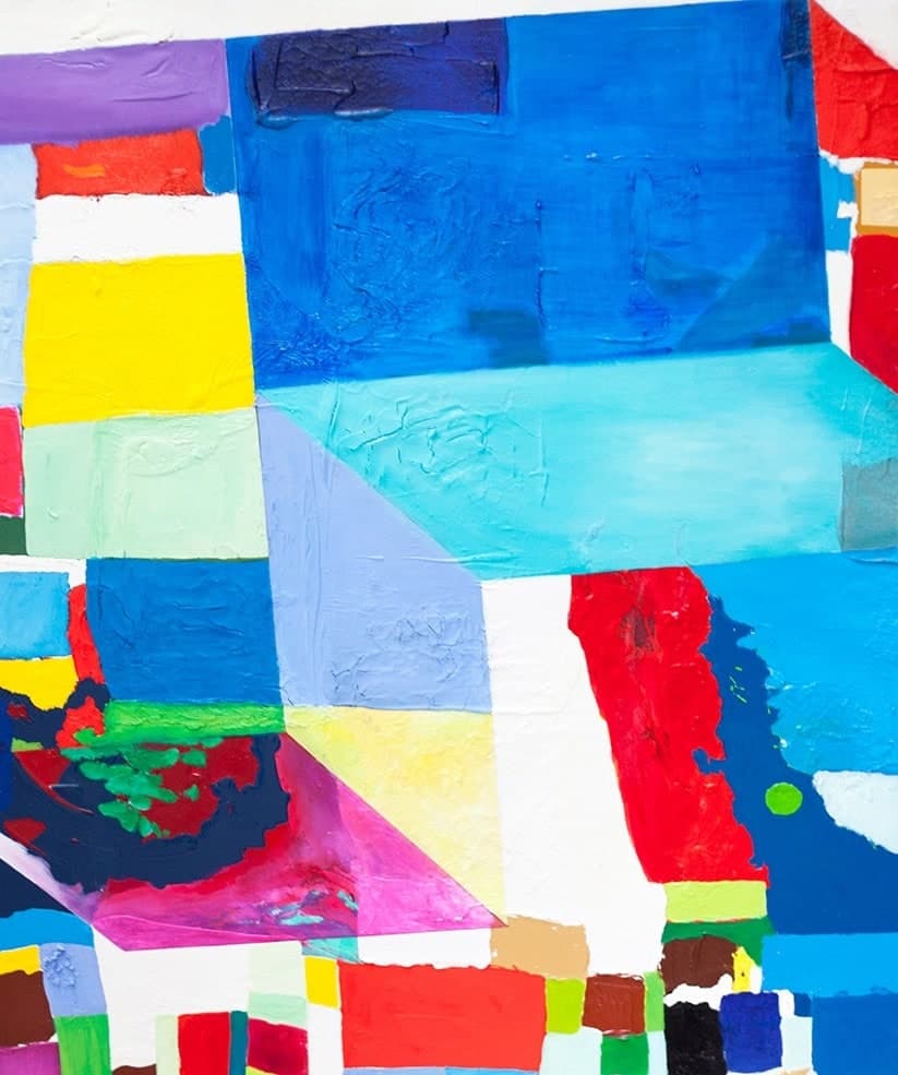 Contemporary Artist Commission – Geometric Abstract with Bold Color Blocks, Rich Painterly Texture and Fine Art Texture