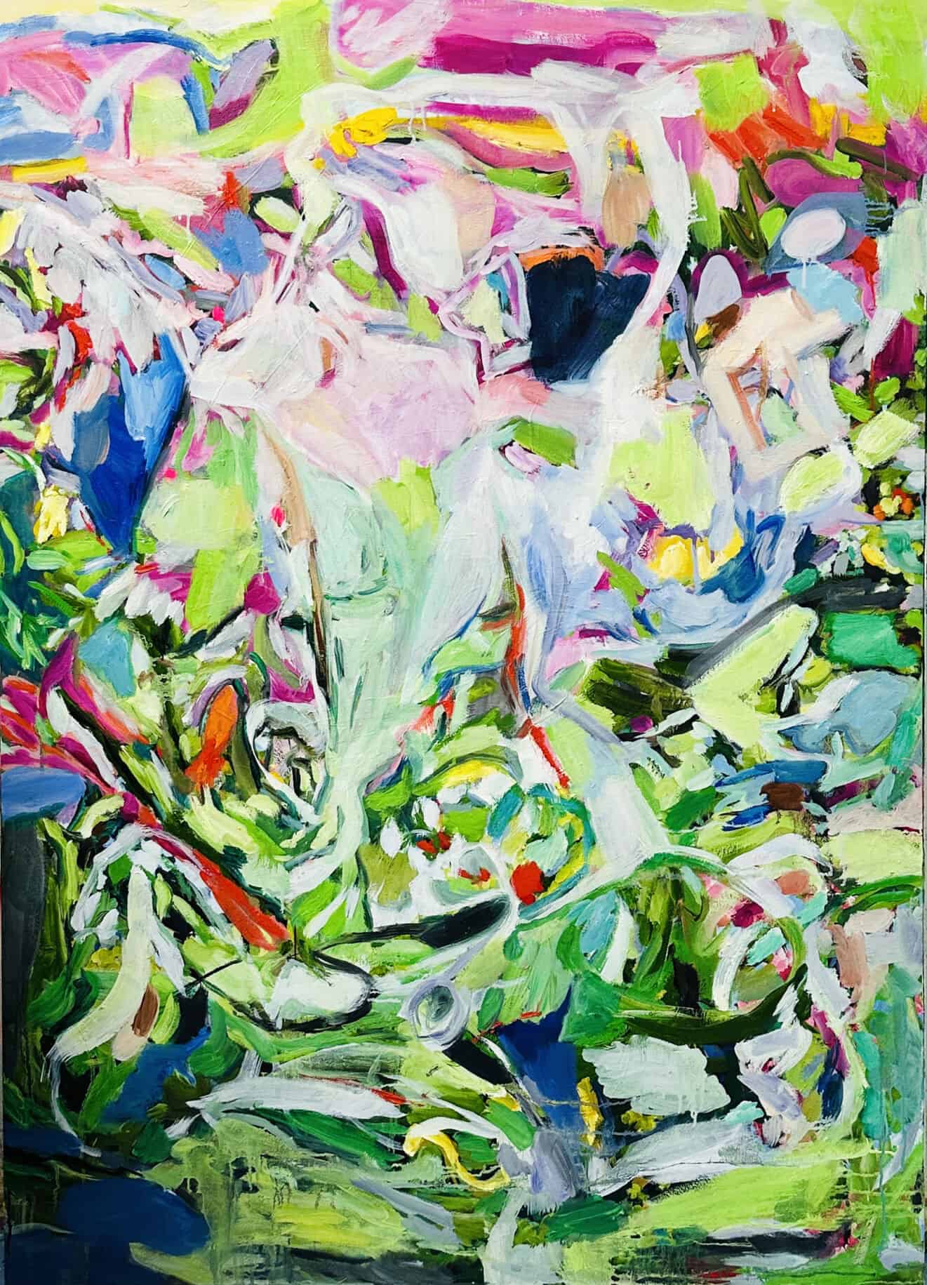 Custom Contemporary Artist Painting – Vibrant Abstract Composition with Expressive Brushwork Close-Up and Rich Fine Art Texture