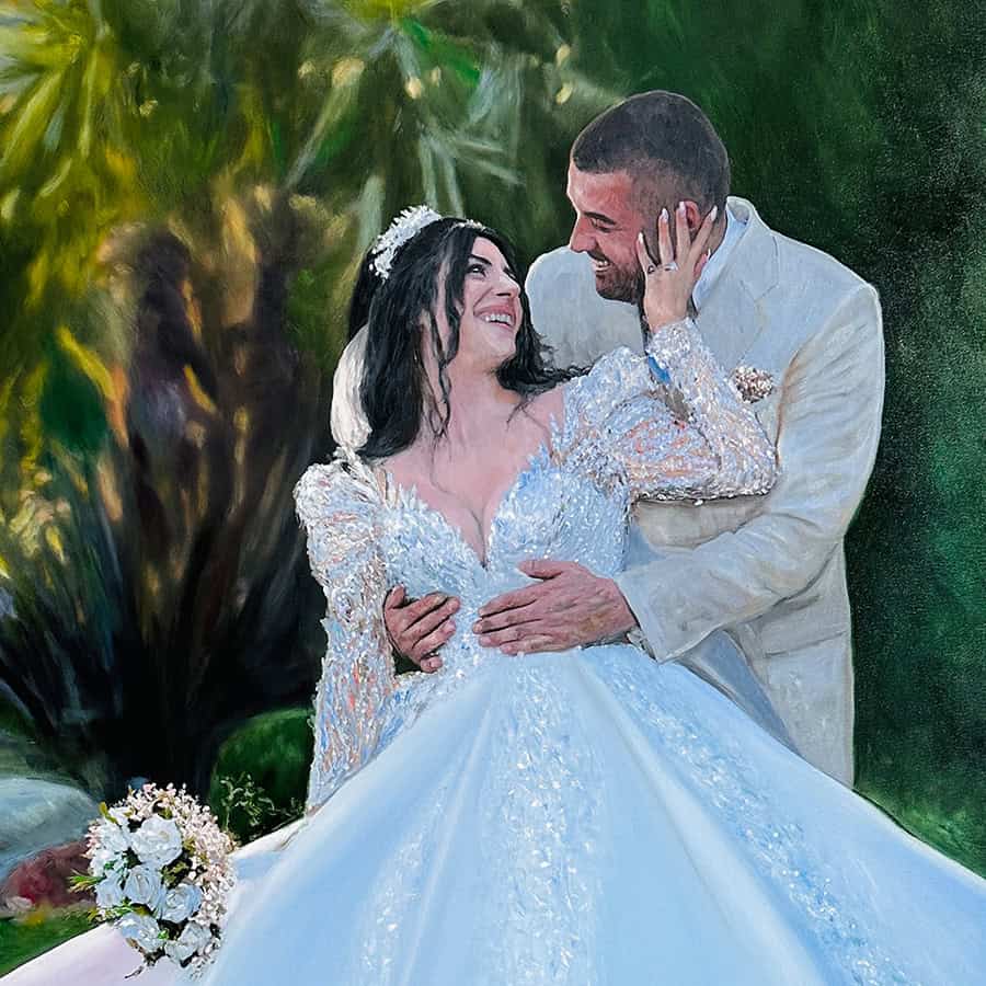 hand painted wedding portrait on canvas by Nikolaus Kriese