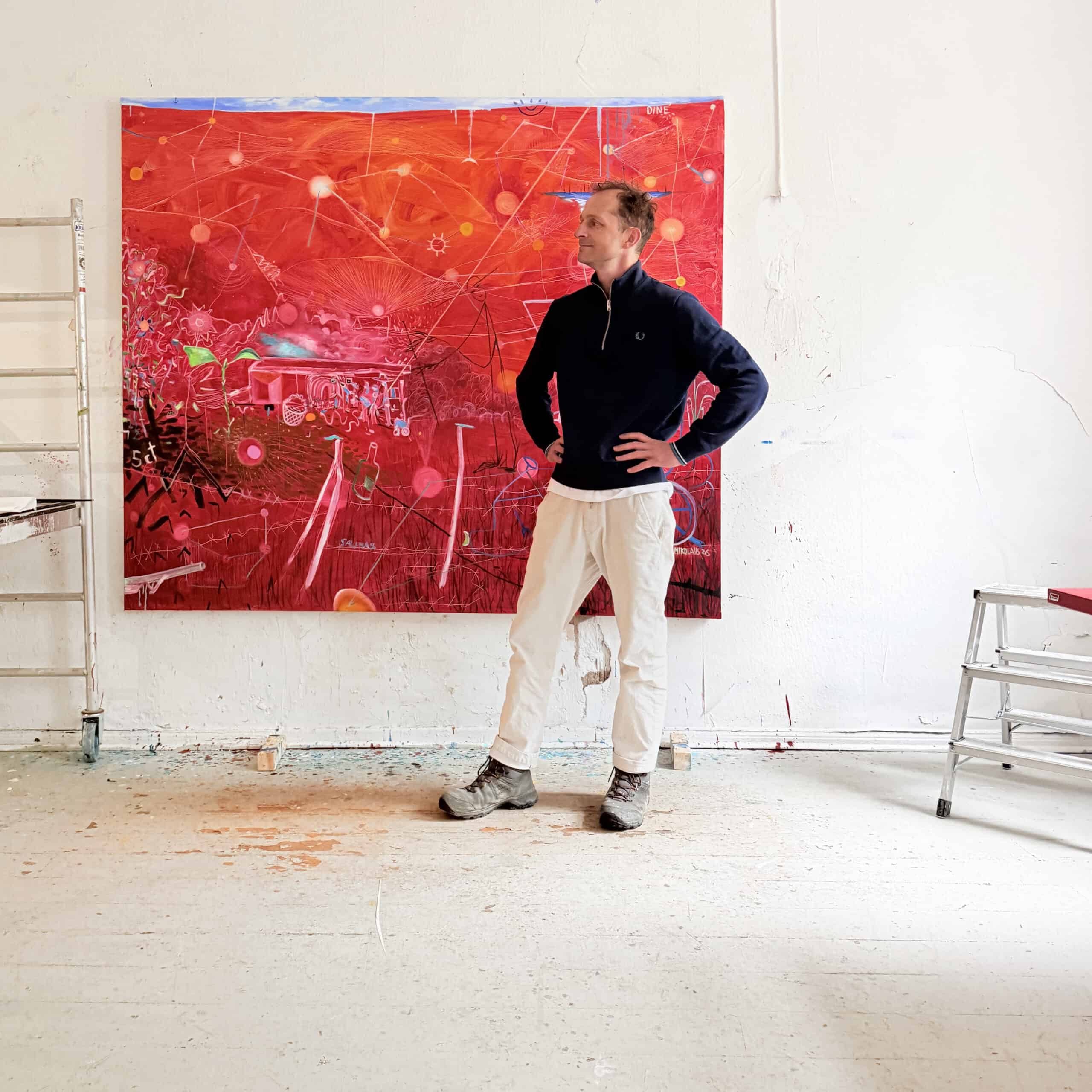 Nikolaus Kriese in the studio with grapes of wrath